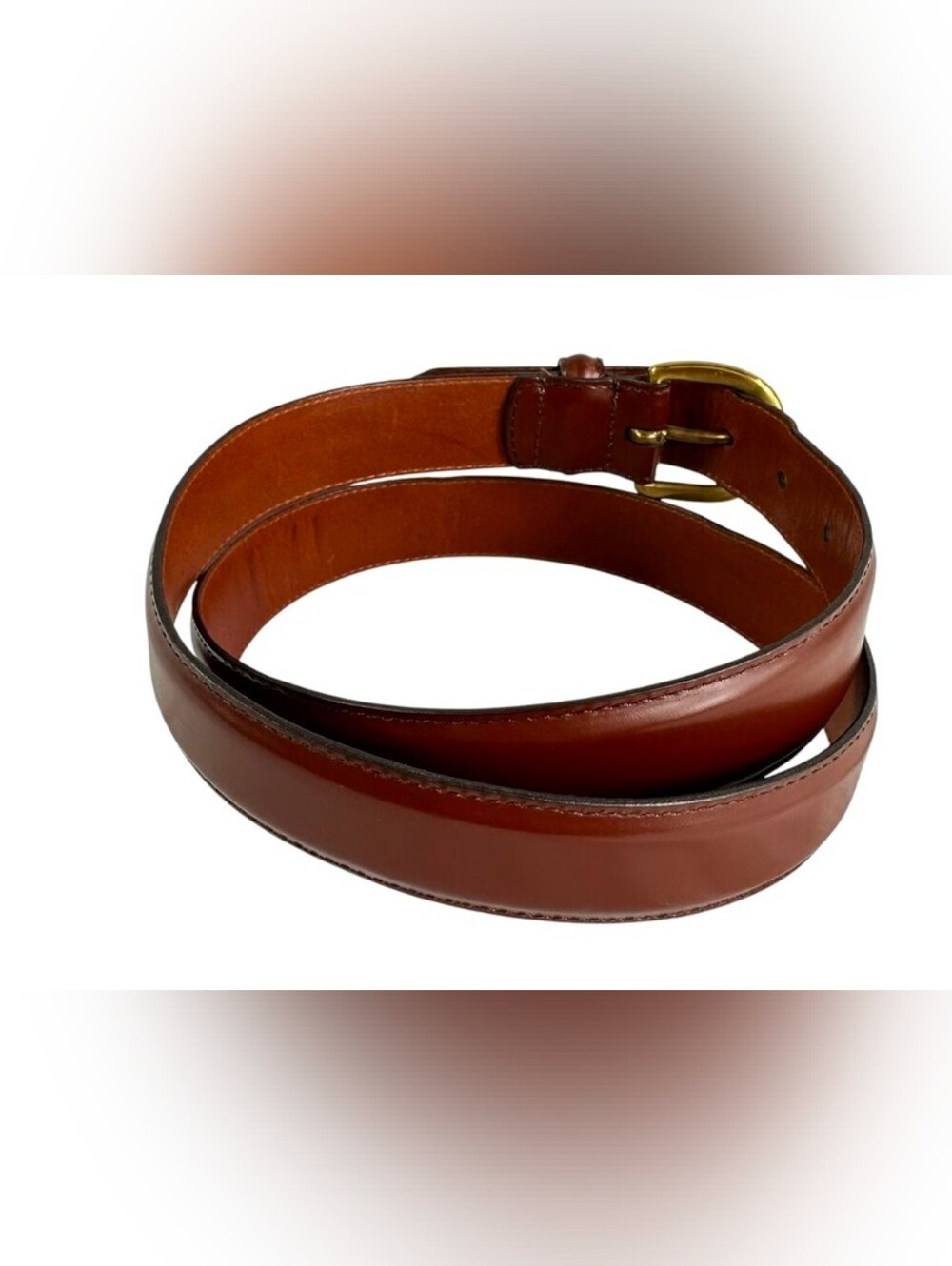 Coach Brown Cowhide Leather Logo-Stamped Belt with Solid Brass Buckle - Picture 4 of 9